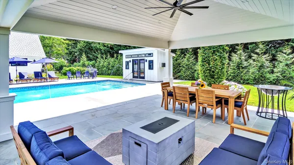 a outdoor space with furniture