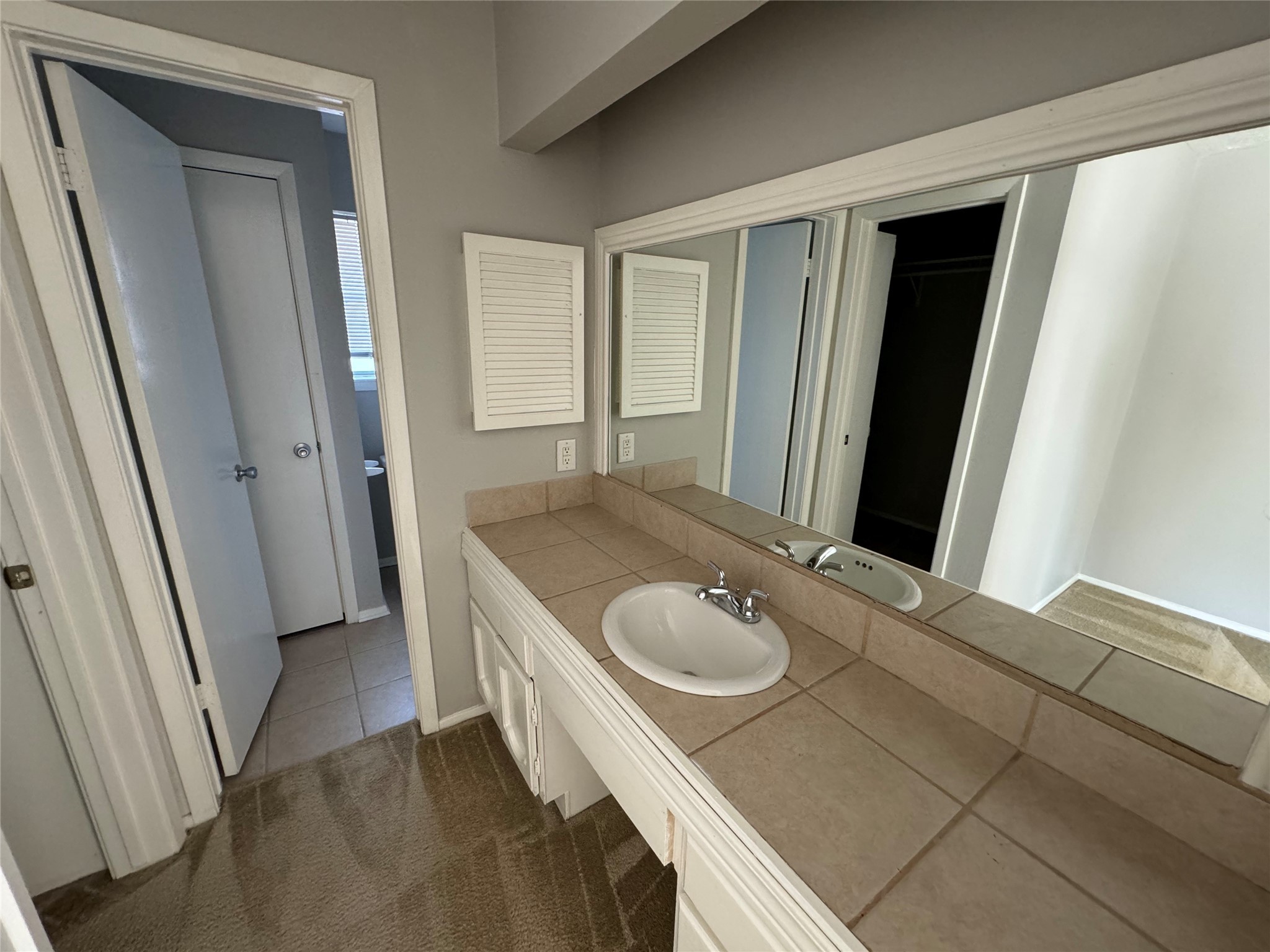 23227 Low Ridge Road Spring, TX 77373 - Photo 15 of 22 a bathroom with a sink and a mirror