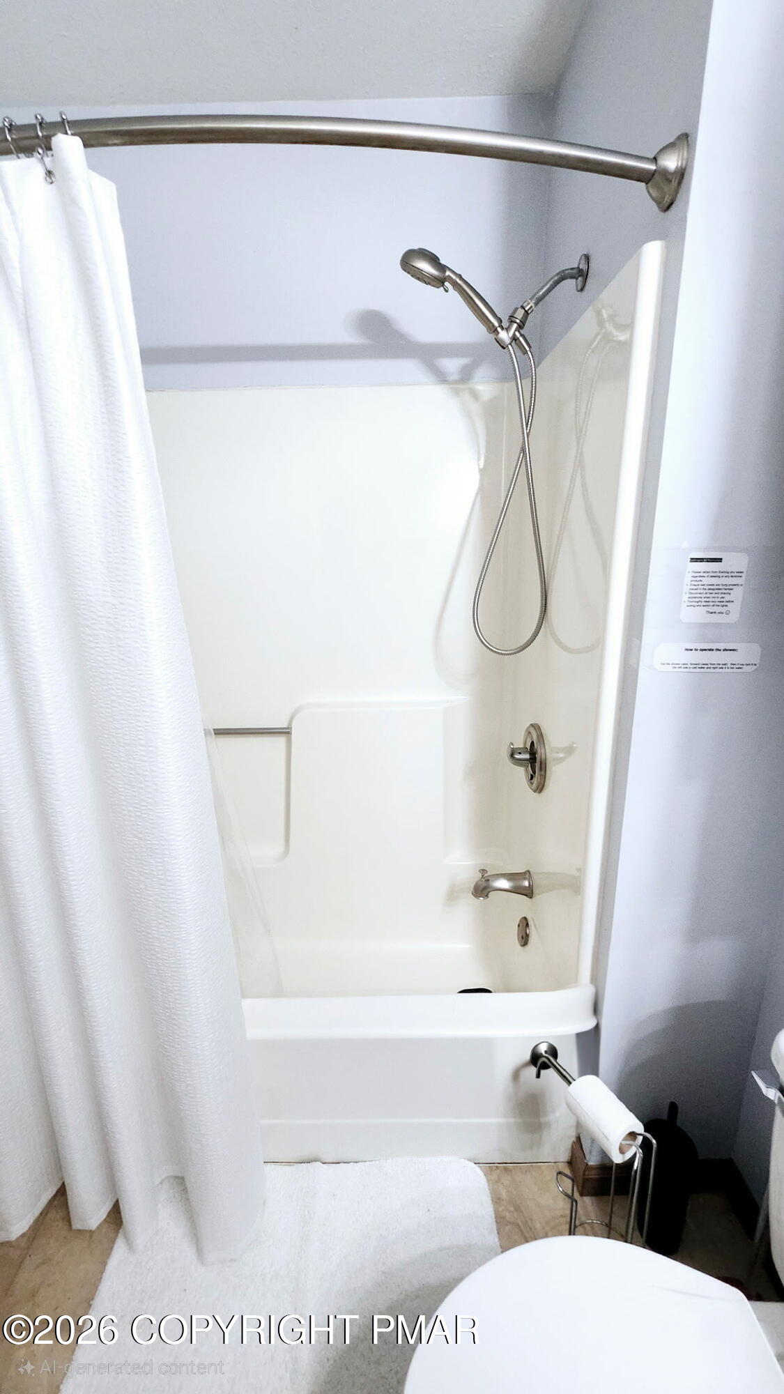 5709 Decker Road Bushkill, PA 18324 - Photo 12 of 32 a bathroom with a shower curtain and a sink