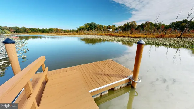 a view of a lake with a mountain in the background