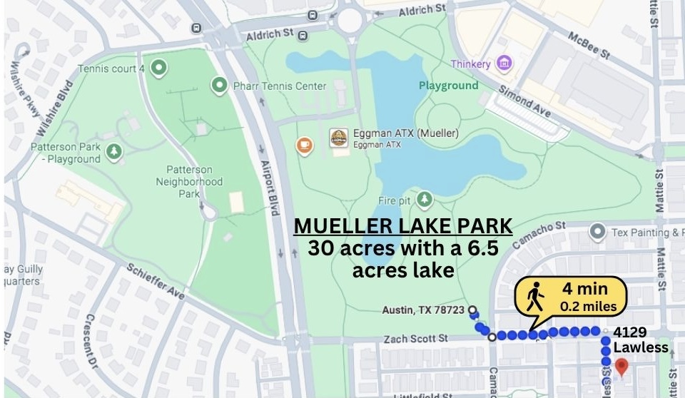 4129 Lawless Street Austin, TX 78723 - Photo 11 of 38 4-min walk to a huge park with trails, lake, & playground.