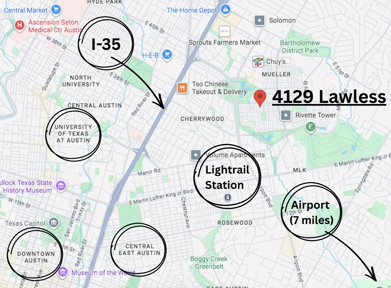 4129 Lawless Street Austin, TX 78723 - Photo 29 of 38 Map / location