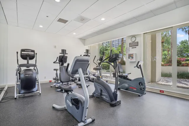 a view of a room with gym equipment