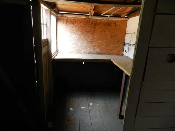 a bathroom with a shower and a vanity