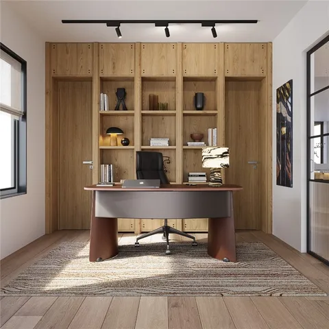 a room with a table and chairs