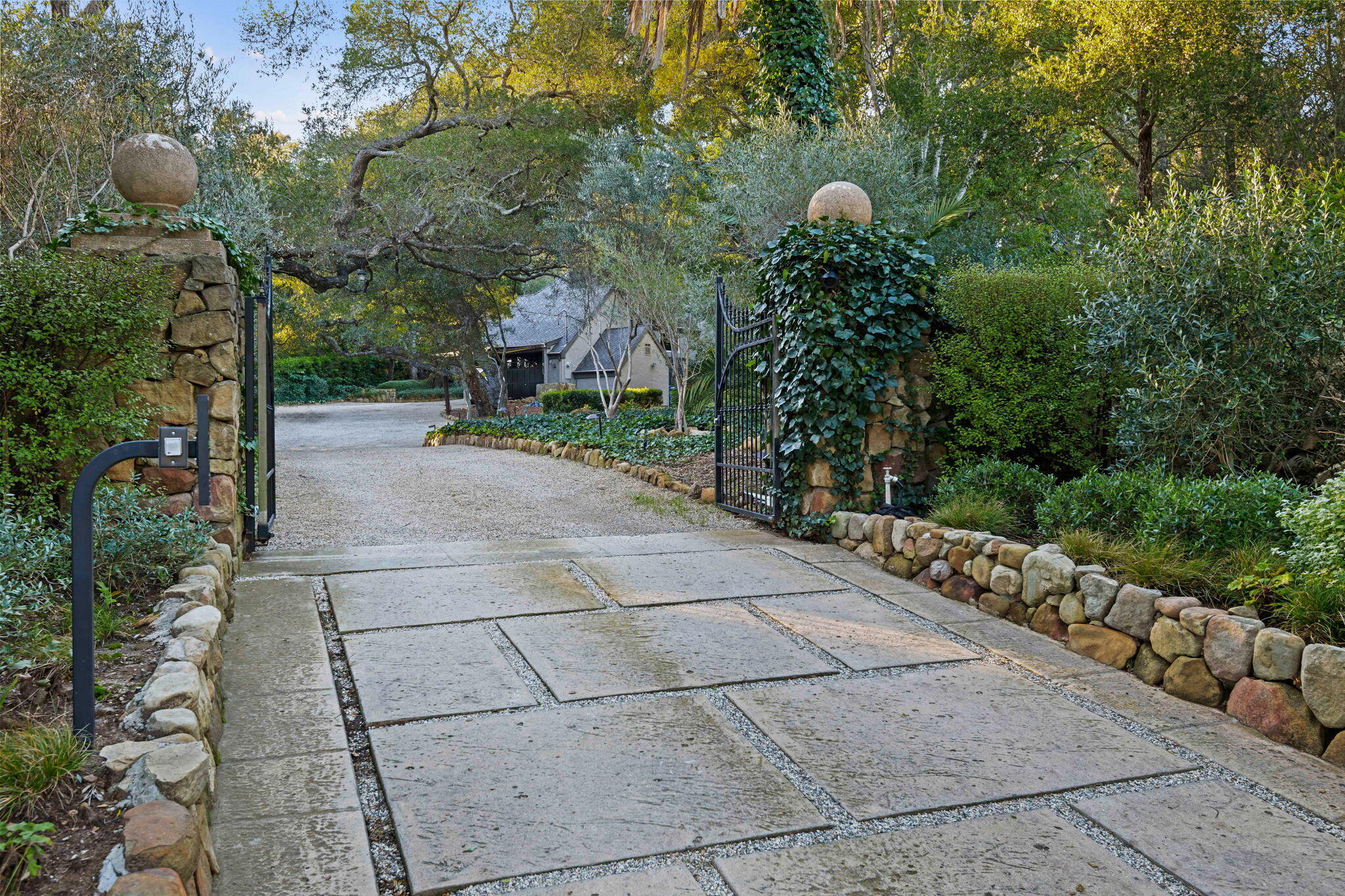 811 Picacho Lane Montecito, CA 93108 - Photo 2 of 22 a pathway of a house with a yard