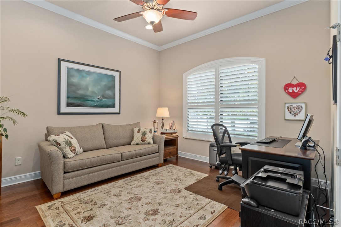 2015 North Rhodes Point Hernando, FL 34442 - Photo 6 of 82 The Bonus/Flex room, currently used as a den, features crown molding, plantation shutters, and wood floors. Or, use it as a 3rd bedroom.