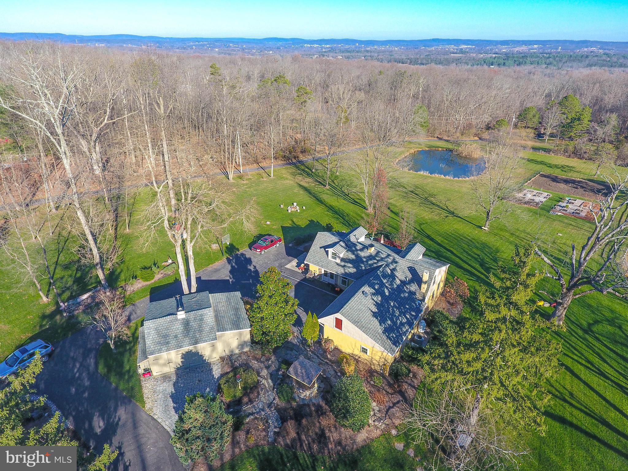2613 Hill Road Green Lane, PA 18054 - Photo 2 of 146 Aerial view of house, grounds and pond