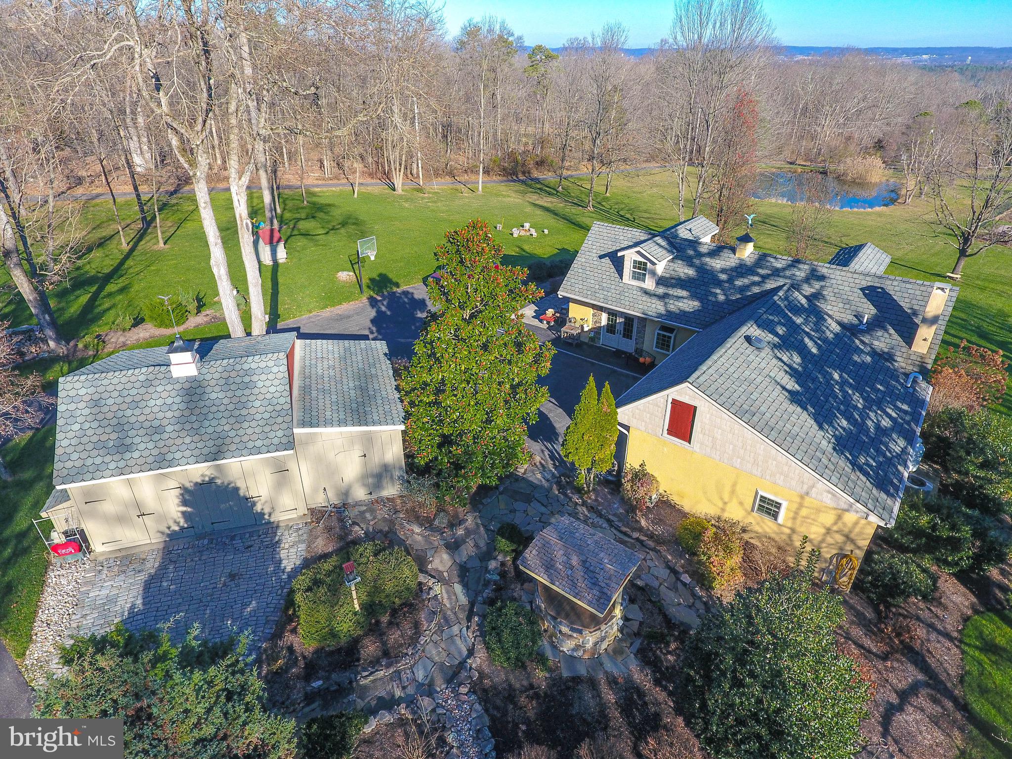 2613 Hill Road Green Lane, PA 18054 - Photo 143 of 146 Aerial view of patios, barn and cottage.