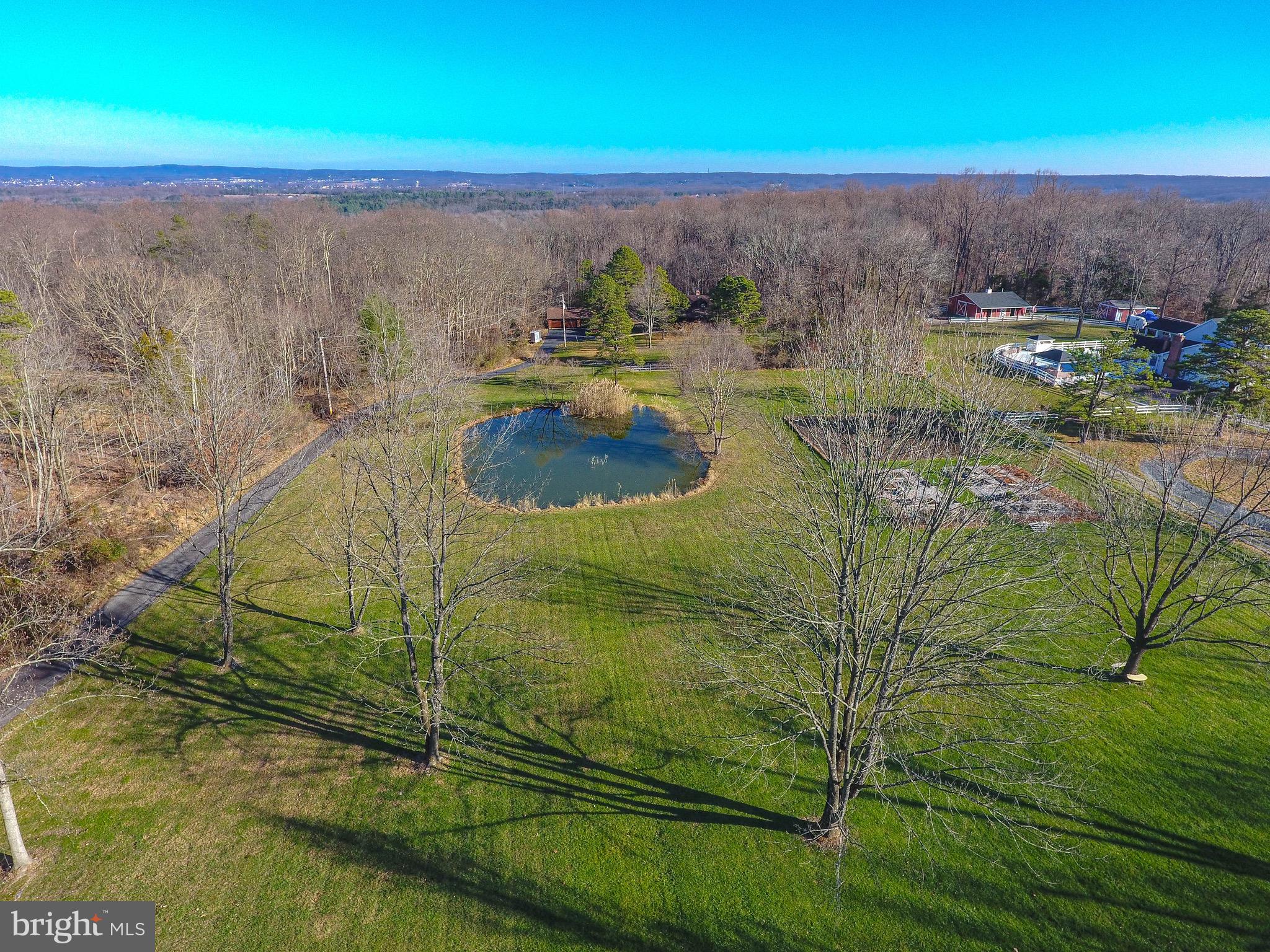 2613 Hill Road Green Lane, PA 18054 - Photo 146 of 146 Aerial view of property, pond, and raised gardens