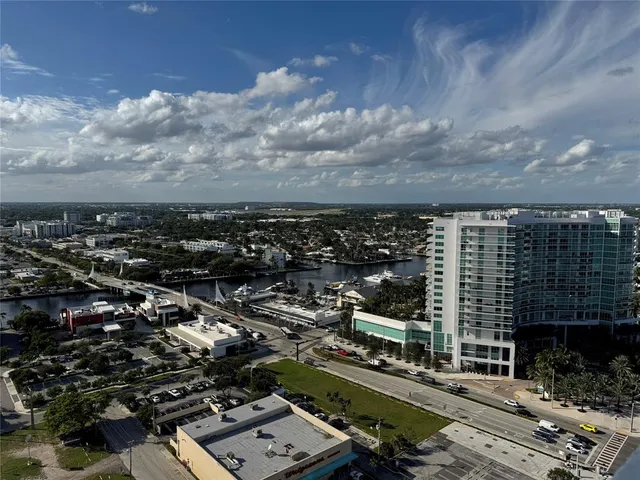 an aerial view of a city