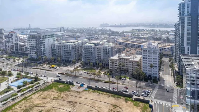 a view of a city with tall buildings