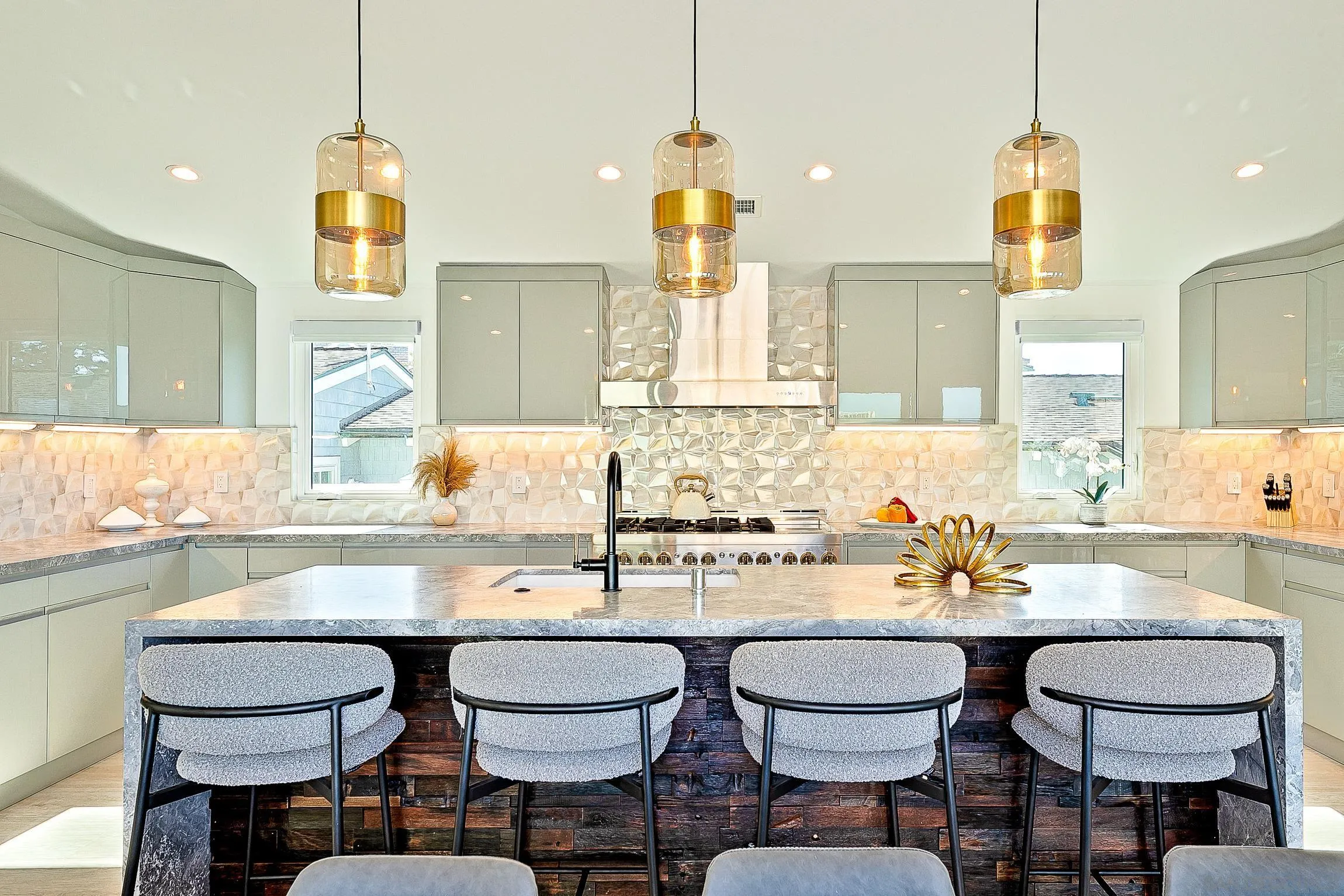 303 Sea Lane La Jolla, CA 92037 - Photo 13 of 61 a kitchen with a dining table chairs and a microwave