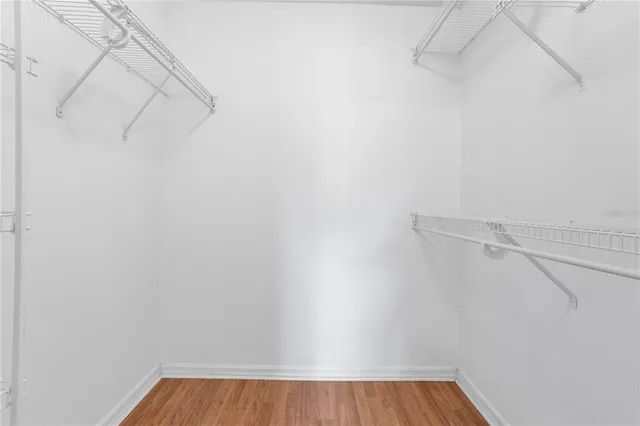 a view of a room with racks on the wall