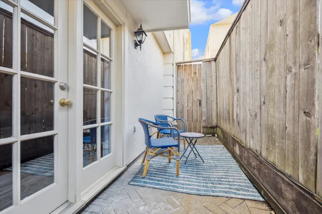a deck view with a seating space