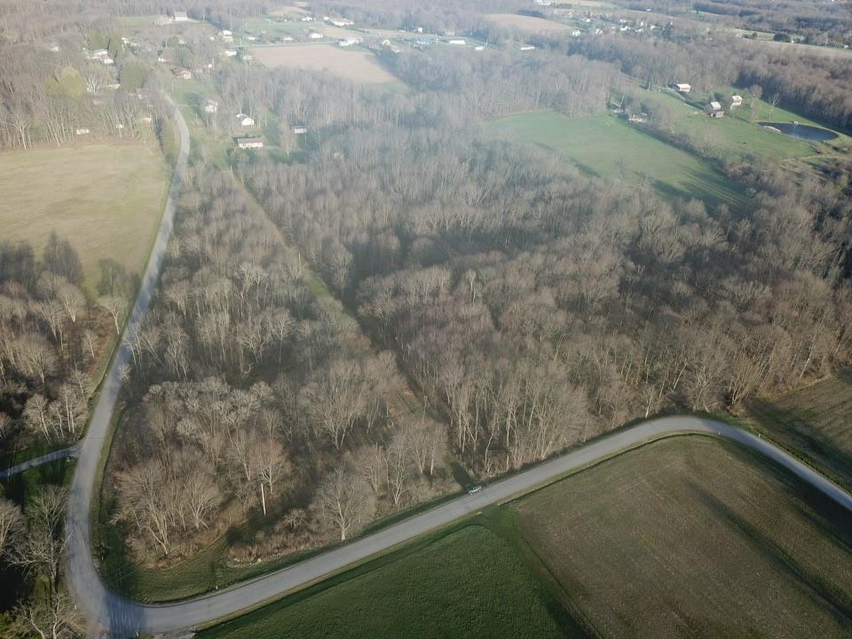 Aerial view of the wooded lot facing south east