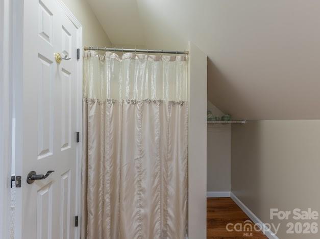 3131 Christie Road Hudson, NC 28638 - Photo 41 of 48 a bathroom with a shower and a shower curtain