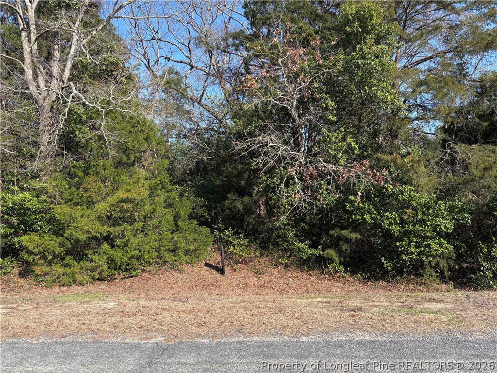 a view of a wooden fence and trees