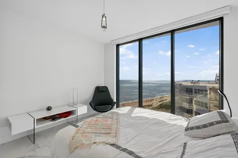 a view of an ocean and a beach