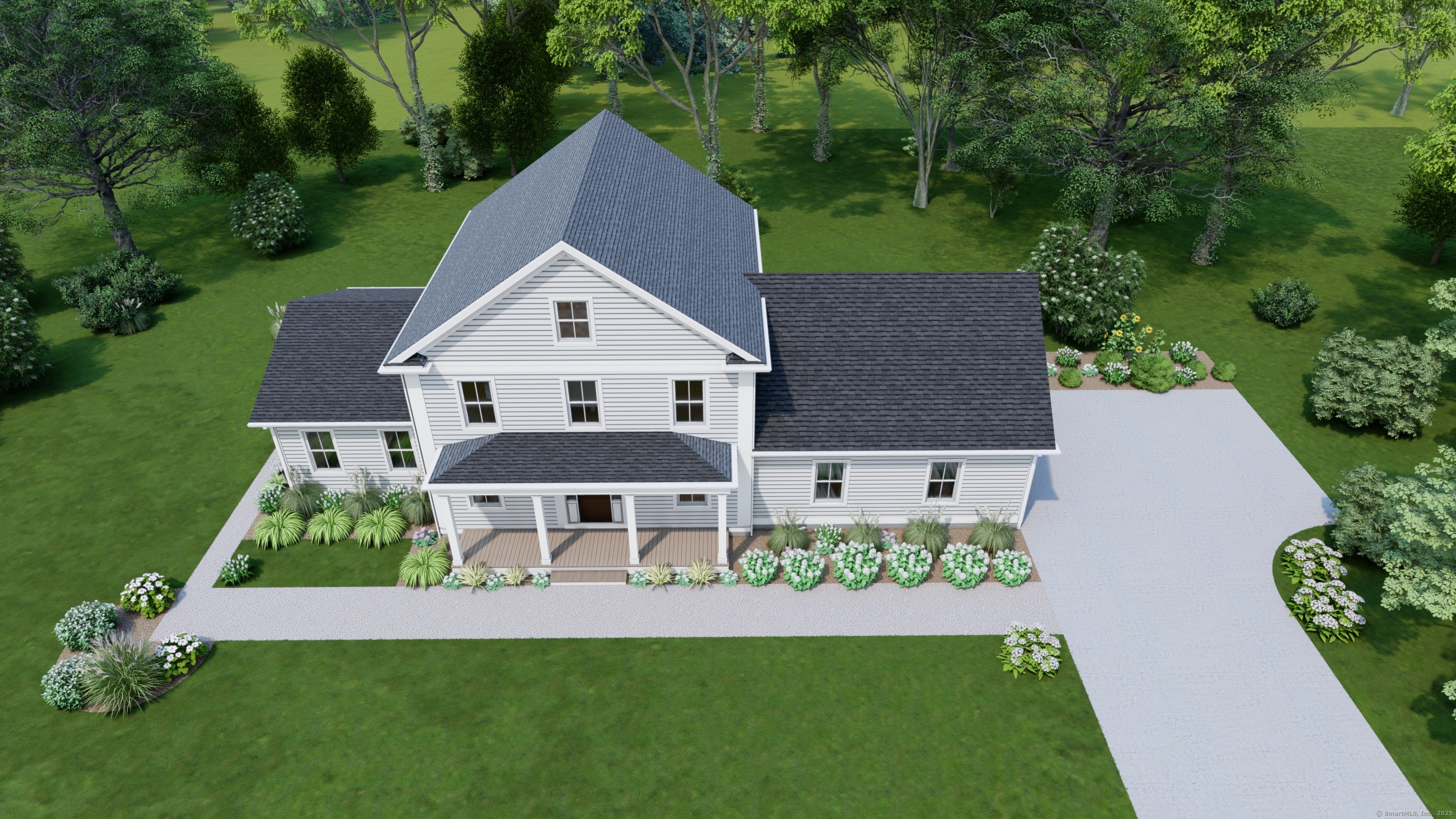 an aerial view of a house