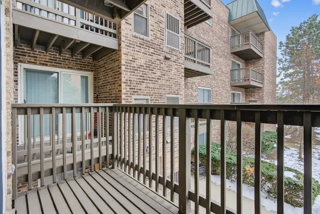 a view of wooden balcony