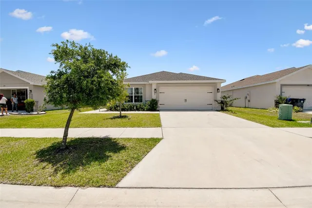 a view of a house with swimming pool and a yard