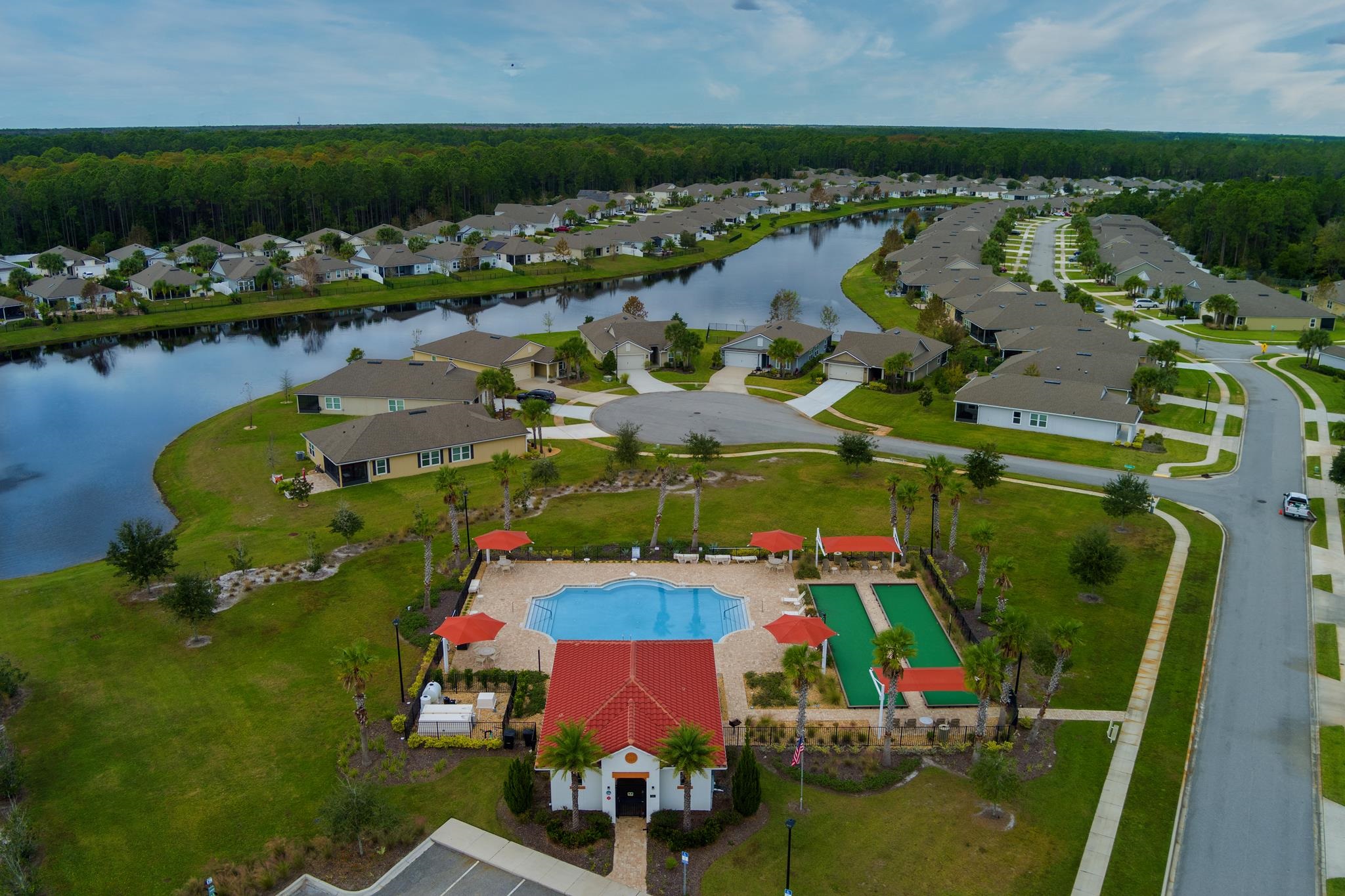 307 Palace Drive St. Augustine, FL 32084 - Photo 50 of 58 an aerial view of residential houses with outdoor space and lake view