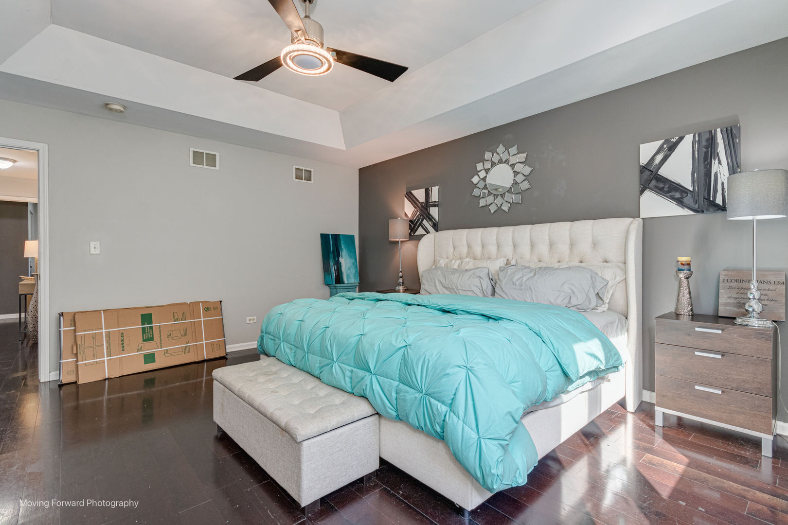 16023 Trumbull Avenue Markham, IL 60428 - Photo 21 of 36 a bedroom with a bed couch and view of kitchen
