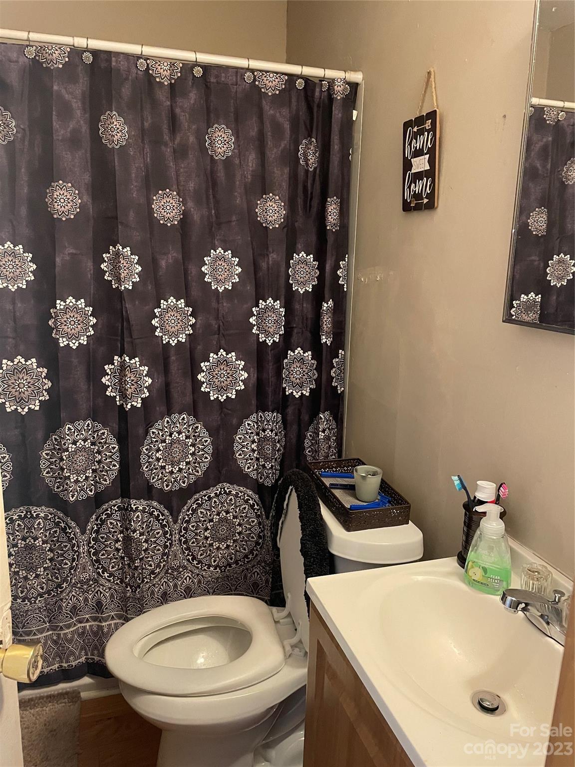 1271 Springdale Road Lancaster, SC 29720 - Photo 8 of 12 a bathroom with a toilet sink and shower curtain