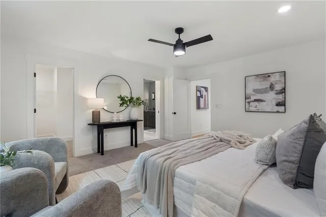 a bathroom with a sink and vanity