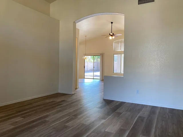 a view of a room with a hallway