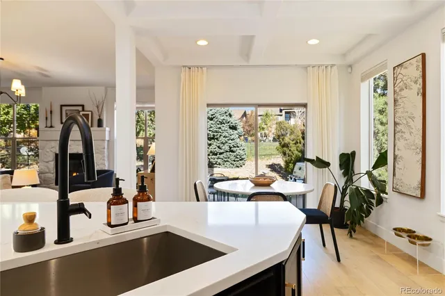 a view of a living room and dining room