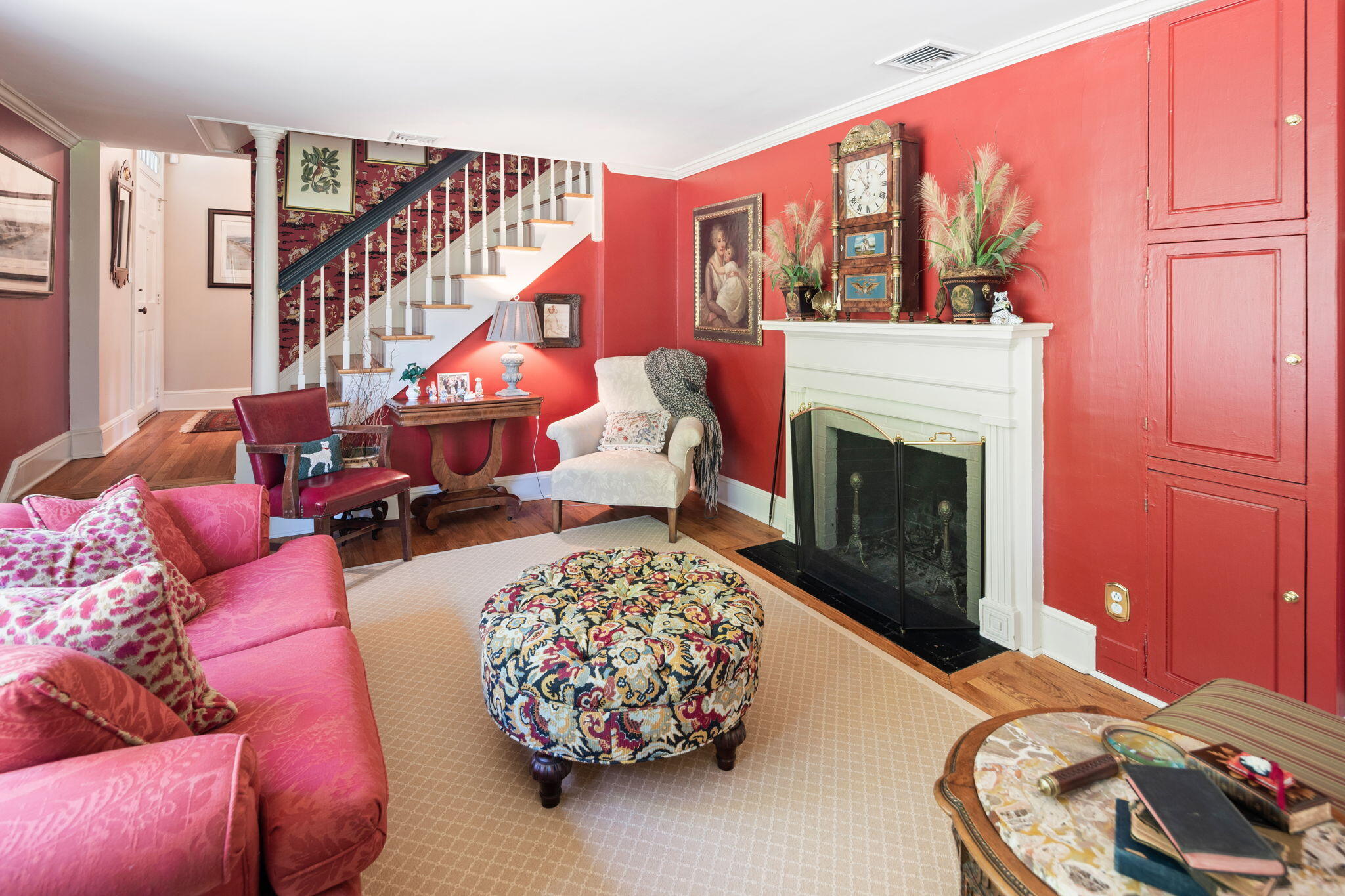 1466 Ponus Ridge Road New Canaan, CT 06840 - Photo 9 of 81 a living room with furniture a fireplace and a large window