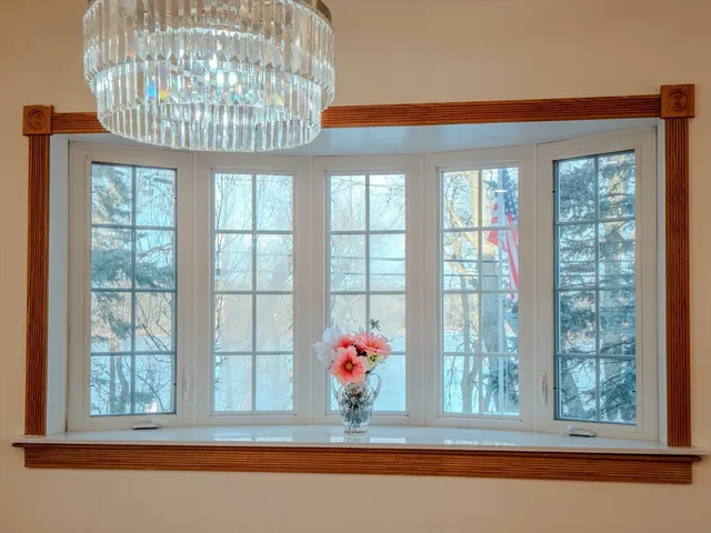 a bath room with a window