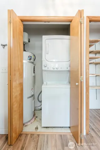 a utility room with a washer and dryer