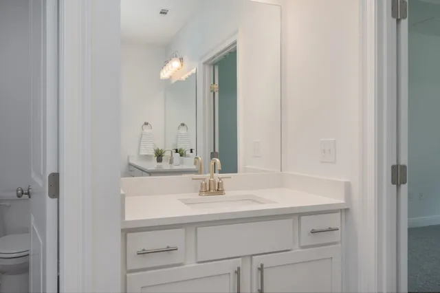 a bathroom with a double vanity sink a mirror and a bathtub