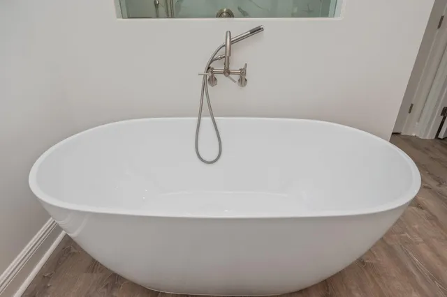 a view of a room with racks on the wall