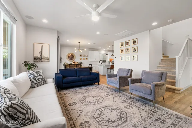 a living room with furniture and a couch