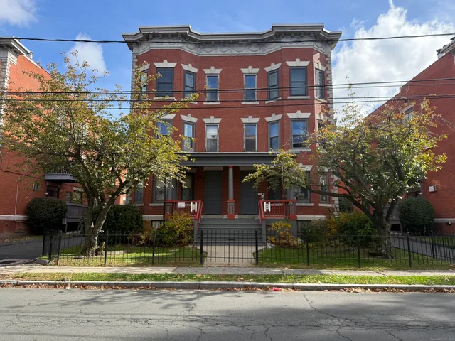 a front view of a building