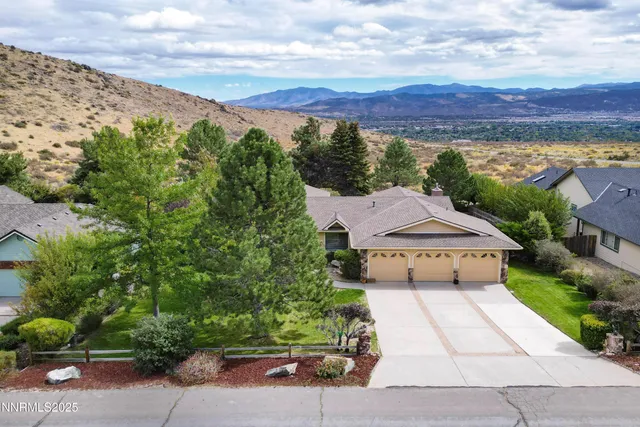 a aerial view of a house with a garden