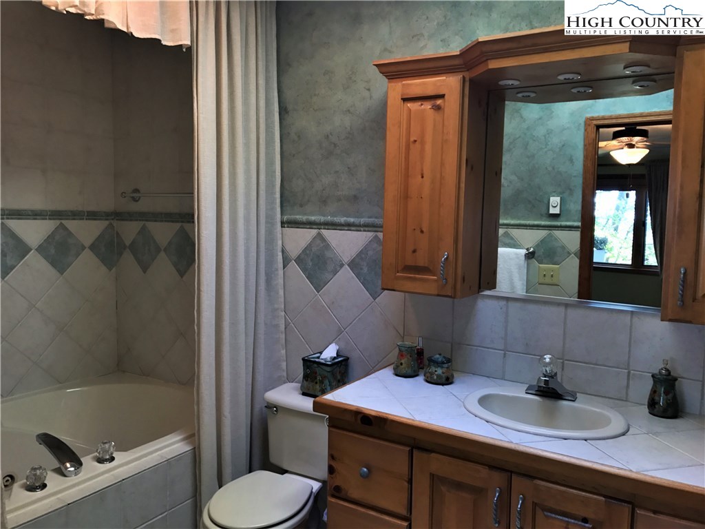 816 Pine Ridge Road Beech Mountain, NC 28604 - Photo 11 of 18 a bathroom with a sink toilet and shower