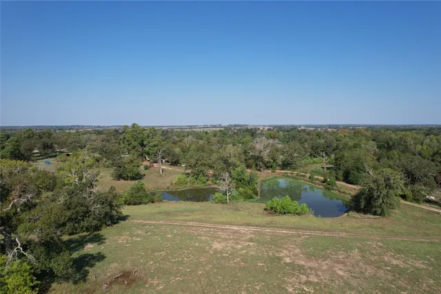 a view of a field with an trees