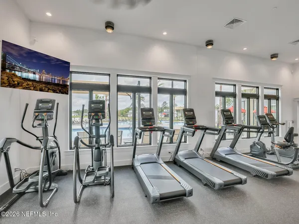 a view of a room with gym equipment