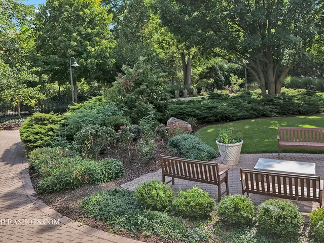 a view of a deck with a garden