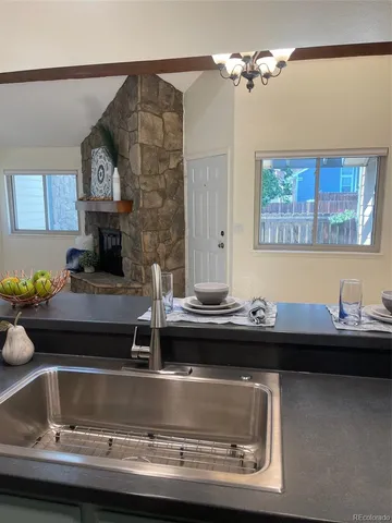 a view of a kitchen counter top space