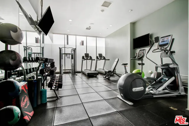 a view of a room with gym equipment