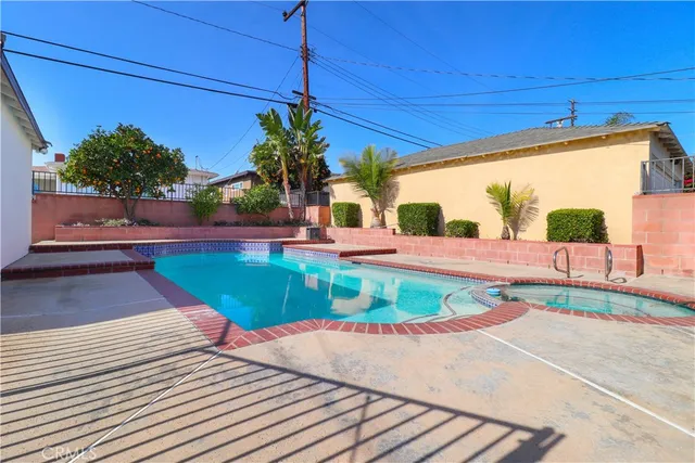 a swimming pool with yard