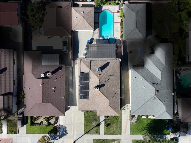 an aerial view of a house