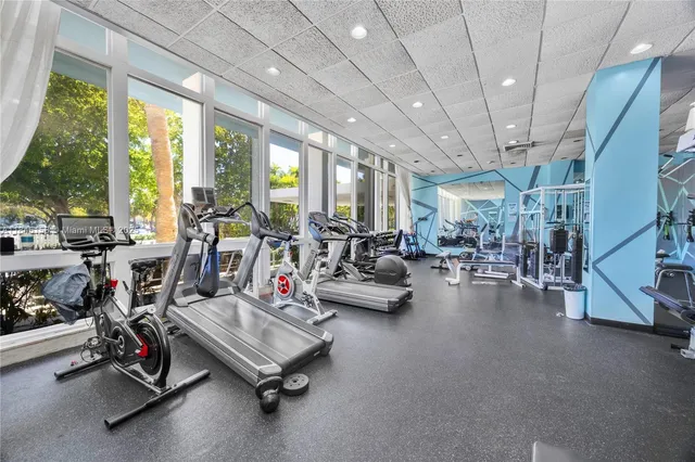 a view of a room with gym equipment