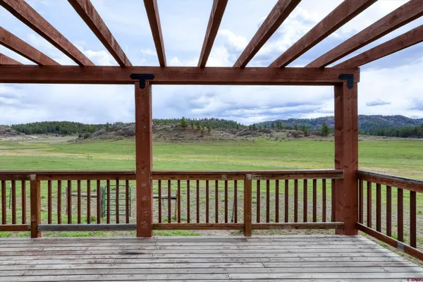 a view of a wooden deck